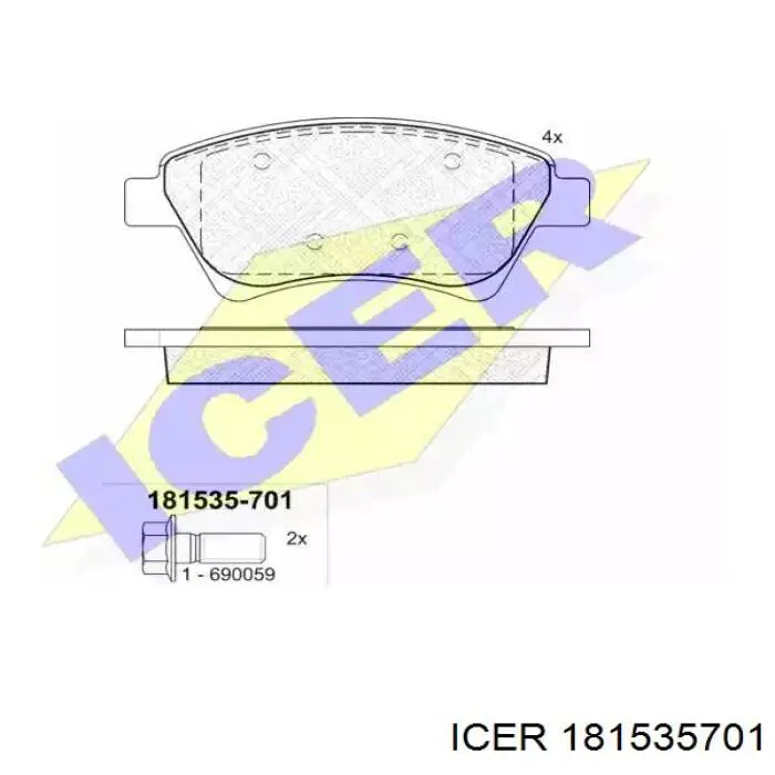 181535-701 Icer колодки тормозные передние дисковые