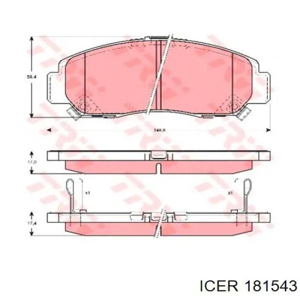 Колодки Icer 181543 цена, от 1237.5 UAH