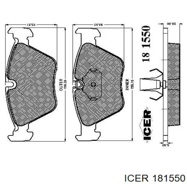 181550 Icer колодки тормозные передние дисковые