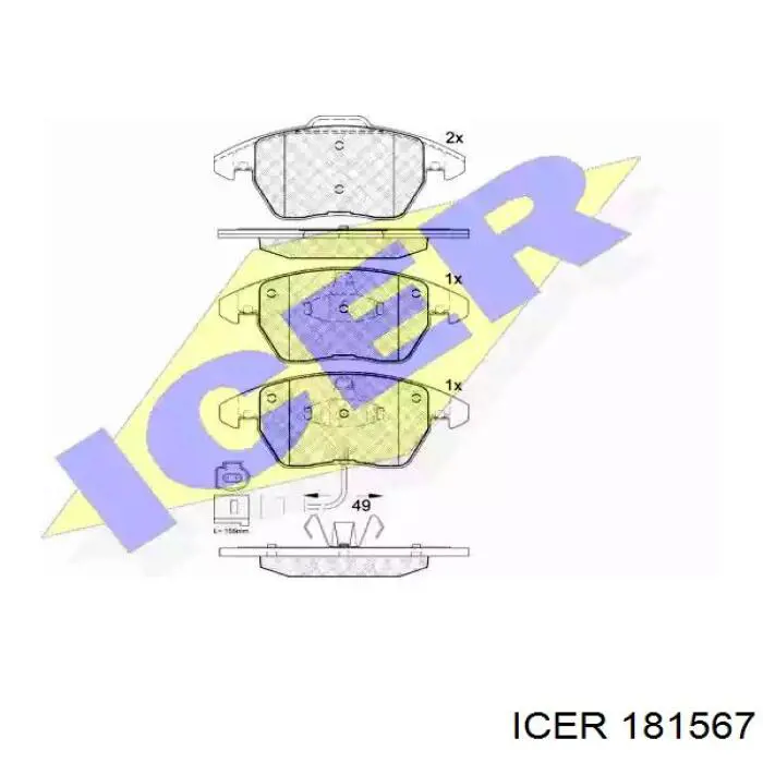 181567 Icer колодки тормозные передние дисковые