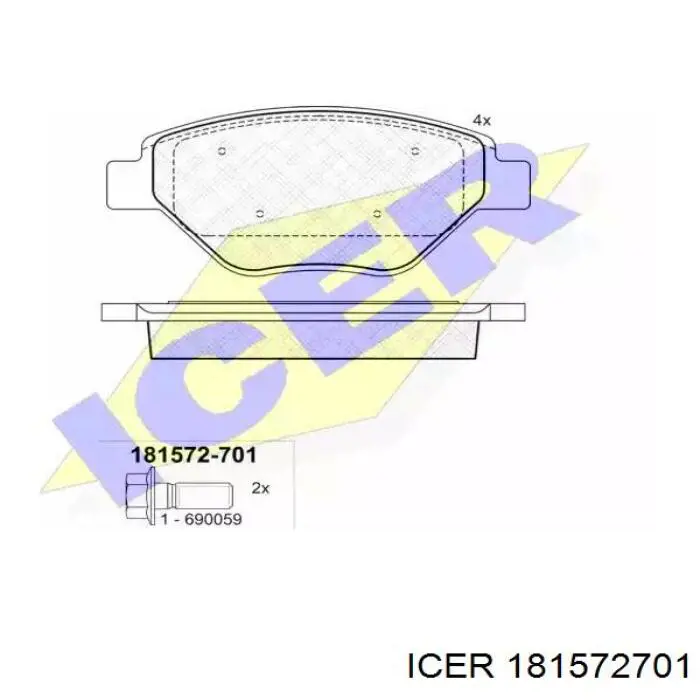 181572-701 Icer колодки тормозные передние дисковые