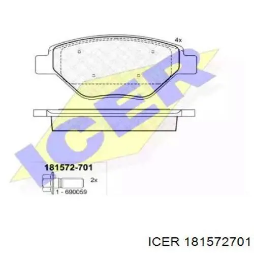 Передние тормозные колодки 181572701 Icer