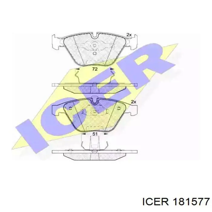 181577 Icer колодки тормозные передние дисковые