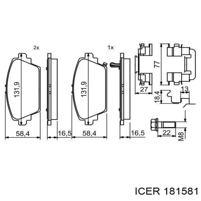 Купить 181581 Icer Колодки тормозные