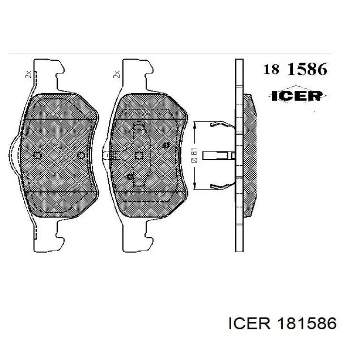 Передние тормозные колодки 181586 Icer