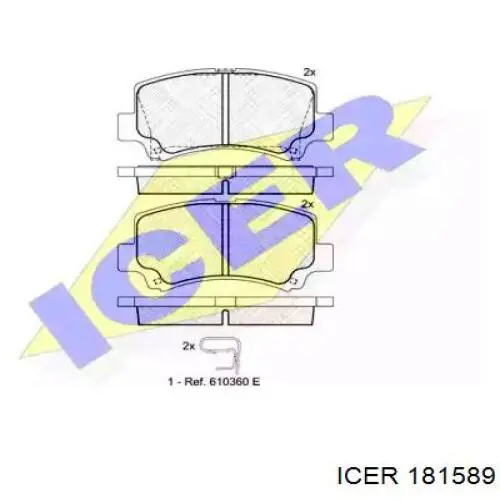 181589 Icer колодки тормозные передние дисковые