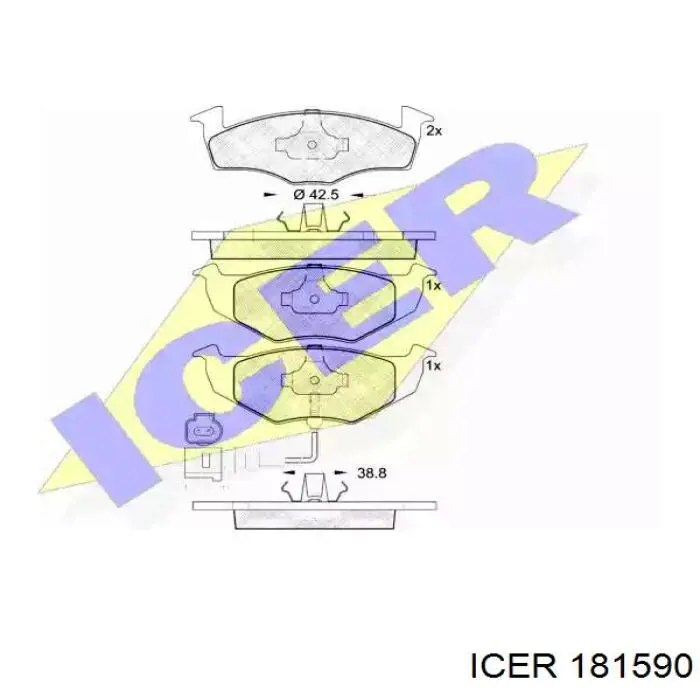 Передние тормозные колодки 181590 Icer