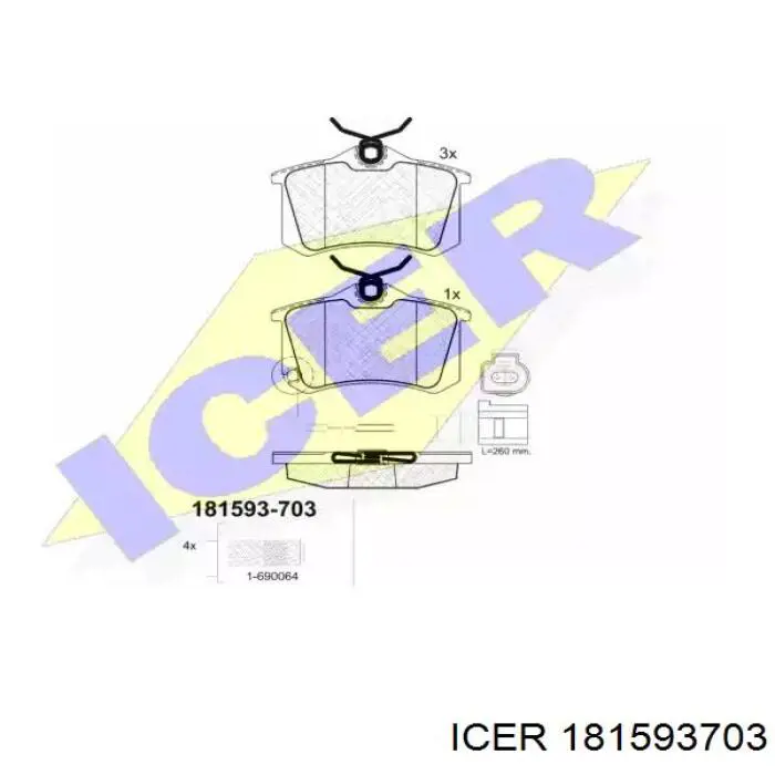 181593-703 Icer колодки тормозные задние дисковые