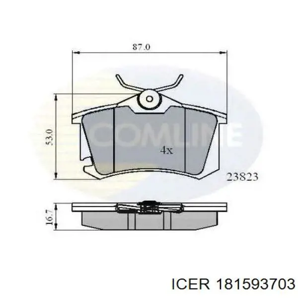 Задние тормозные колодки 181593703 Icer