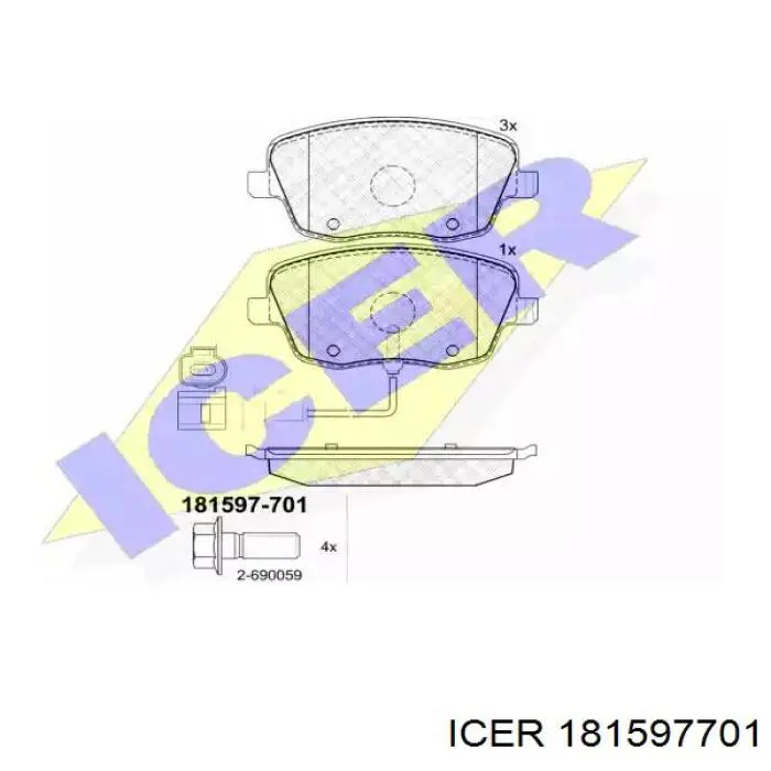 Передние тормозные колодки 181597701 Icer