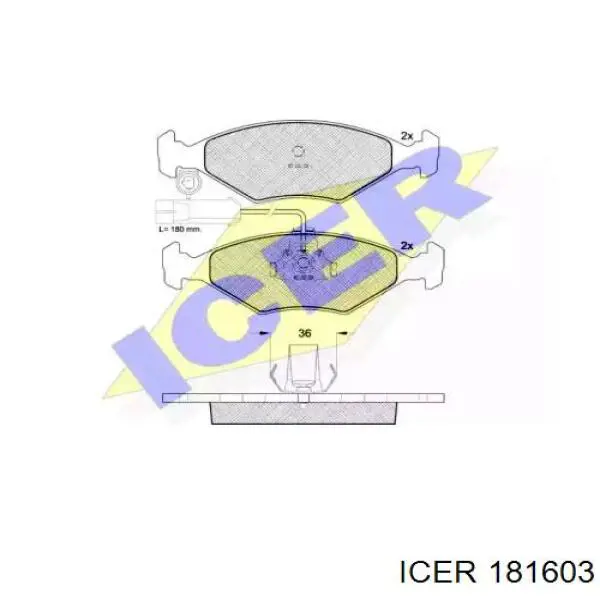 181603 Icer колодки тормозные передние дисковые
