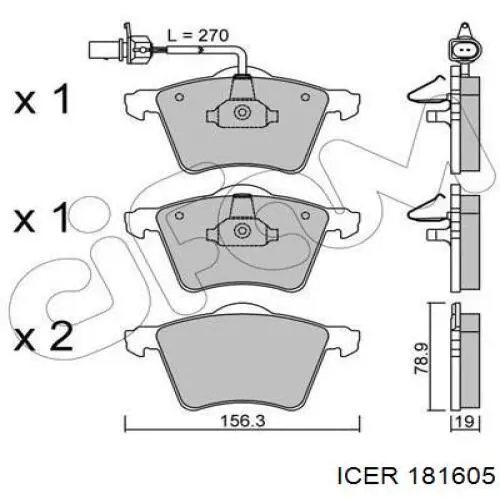 Передние тормозные колодки 181605 Icer