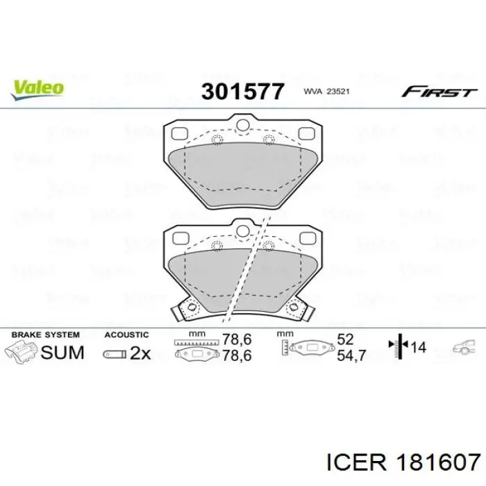 Задние тормозные колодки 181607 Icer