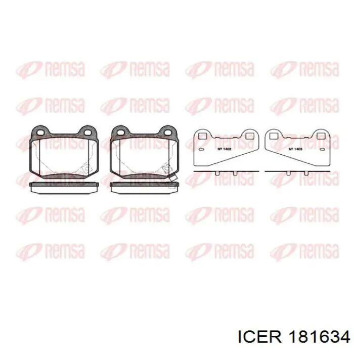 Задние тормозные колодки 181634 Icer