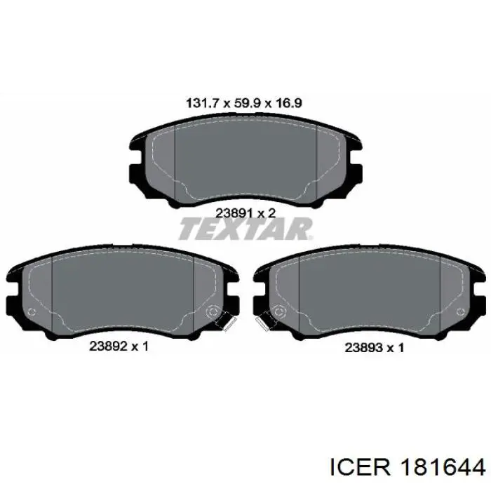 Передние тормозные колодки 181644 Icer