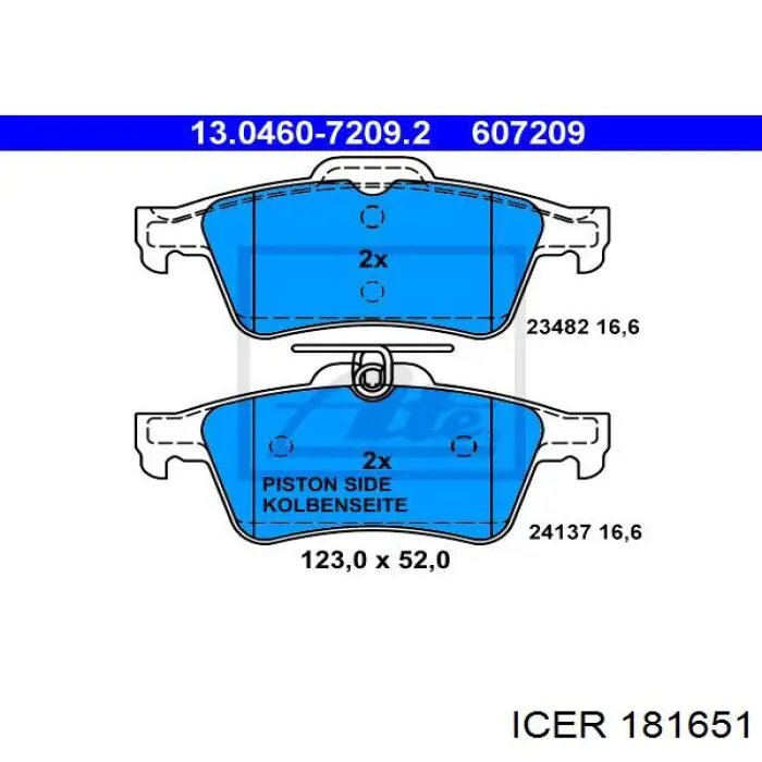 Pastillas de freno traseras 181651 Icer