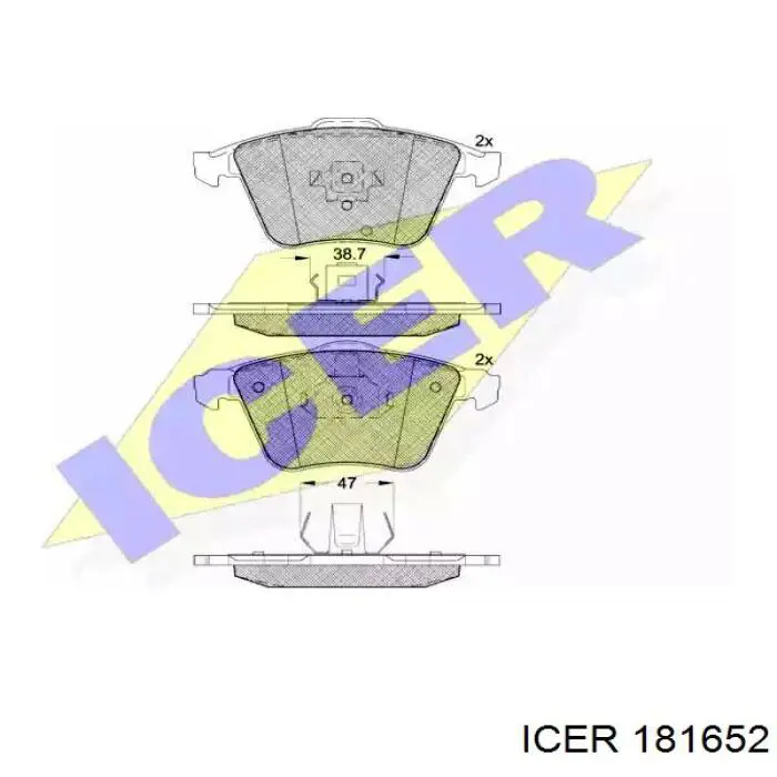 181652 Icer колодки тормозные передние дисковые