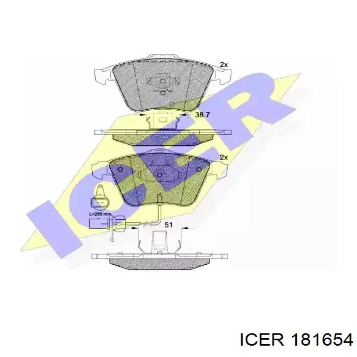 Передние тормозные колодки 181654 Icer