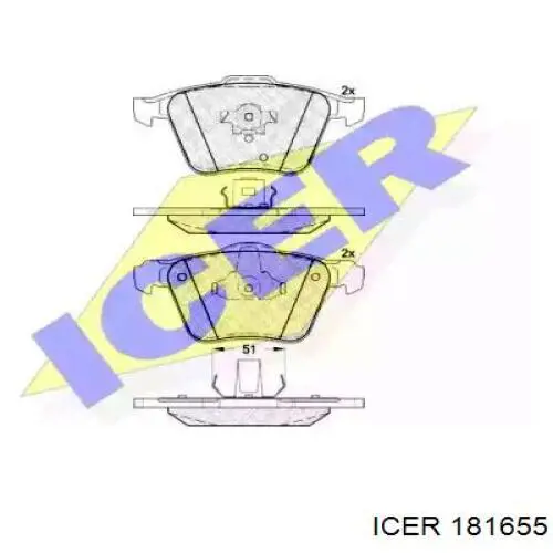 Передние тормозные колодки 181655 Icer