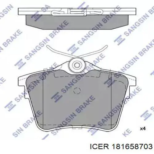 181658703 Icer Колодки тормозные дисковые комплект