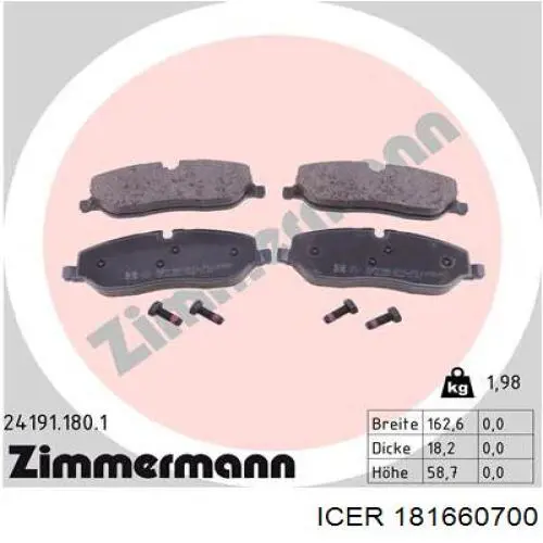Тормозные колодки Icer 181660700
