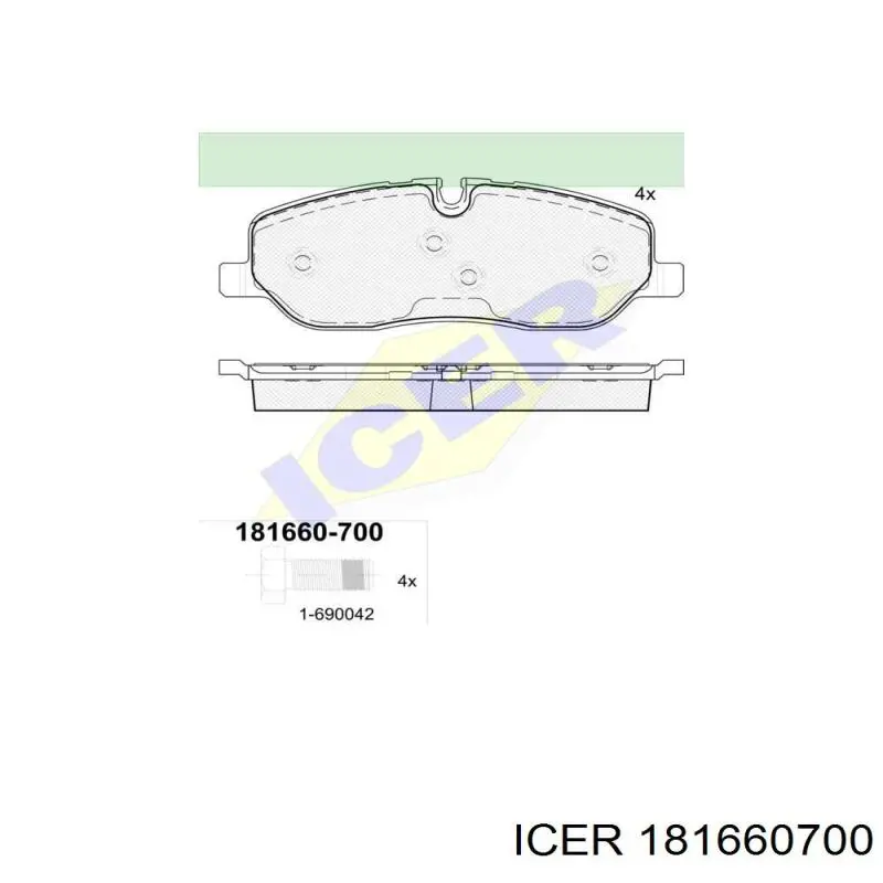 Pastillas de freno delanteras 181660700 Icer