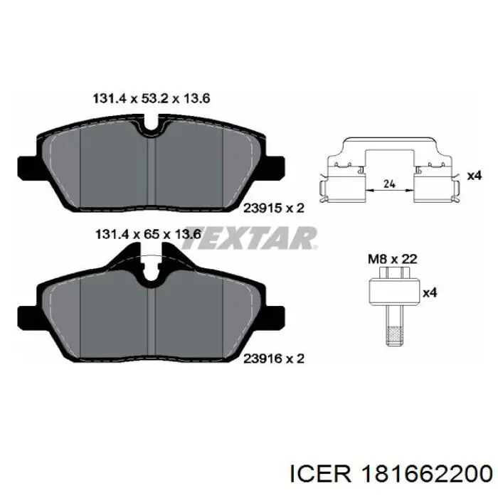 181662200 Icer Колодки передние