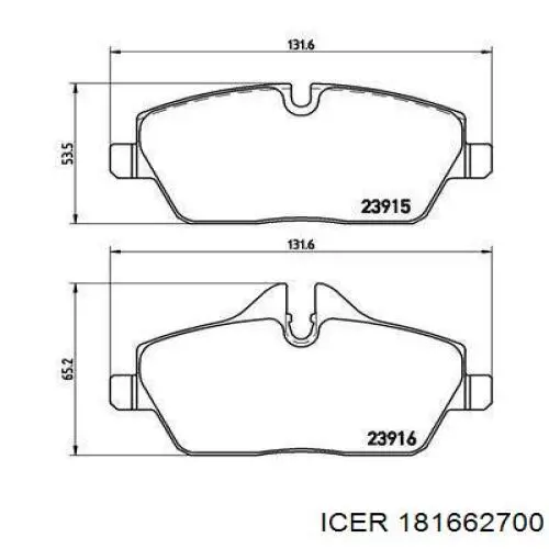 Купить 181662700 Icer Колодки тормозные