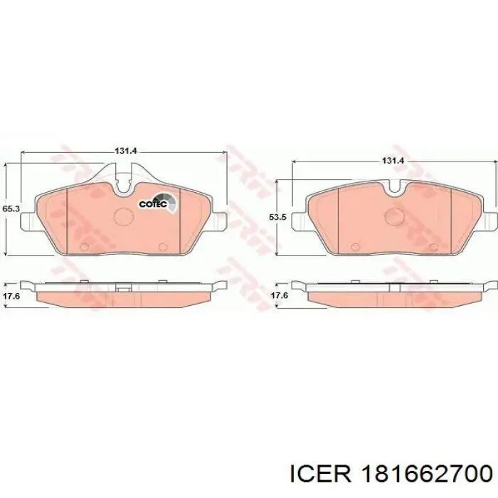 Передние тормозные колодки 181662700 Icer