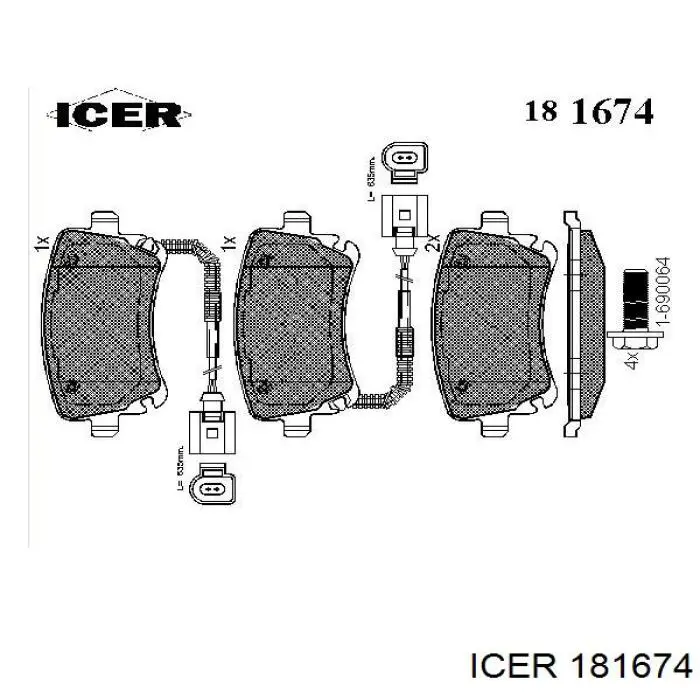 Задние тормозные колодки 181674 Icer