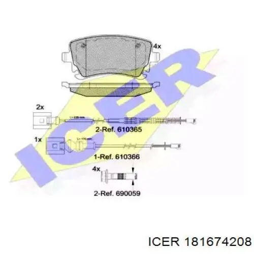 Задние тормозные колодки 181674208 Icer