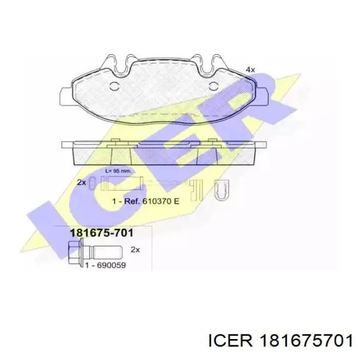 Колодки тормозные передние дисковые ICER 181675701