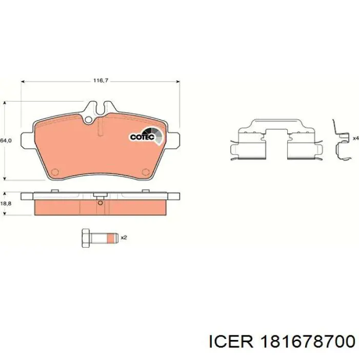 Передние тормозные колодки 181678700 Icer