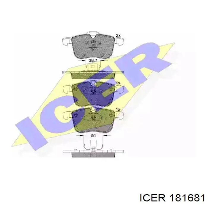 181681 Icer колодки тормозные передние дисковые