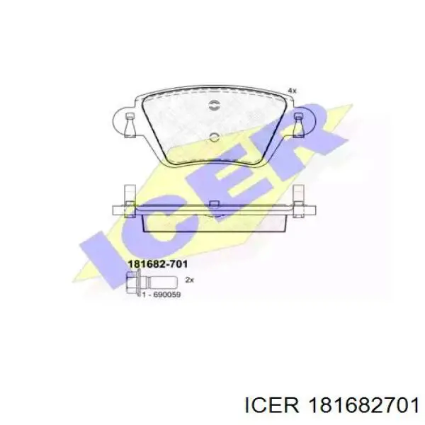 Задние тормозные колодки 181682701 Icer