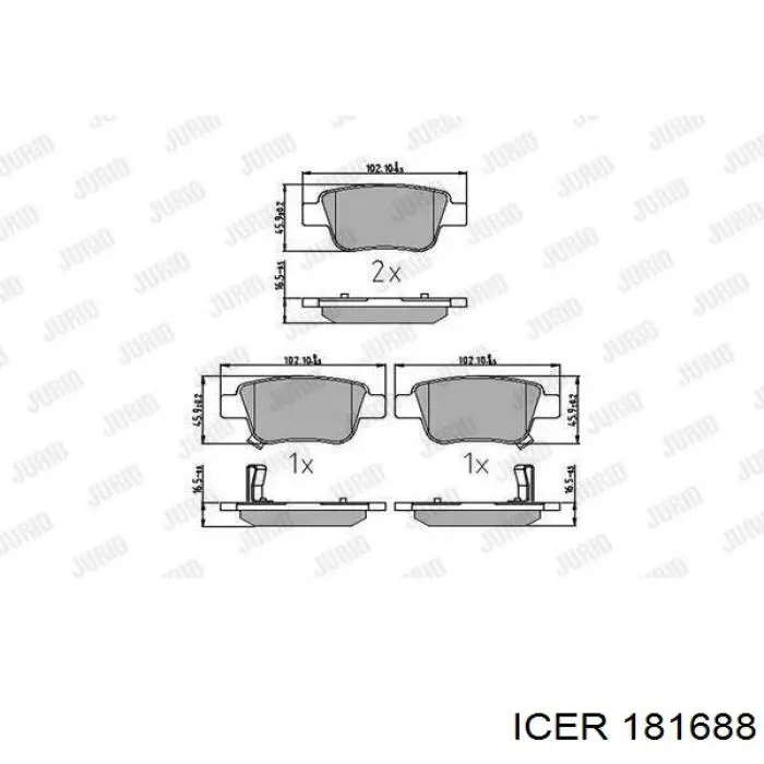 Купить 181688 Icer Колодки тормозные задние, дисковые