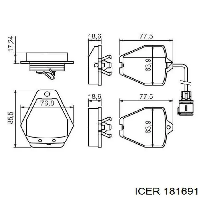 Передние тормозные колодки 181691 Icer