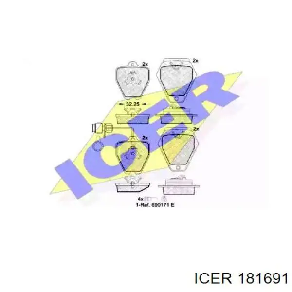 181691 Icer колодки тормозные передние дисковые