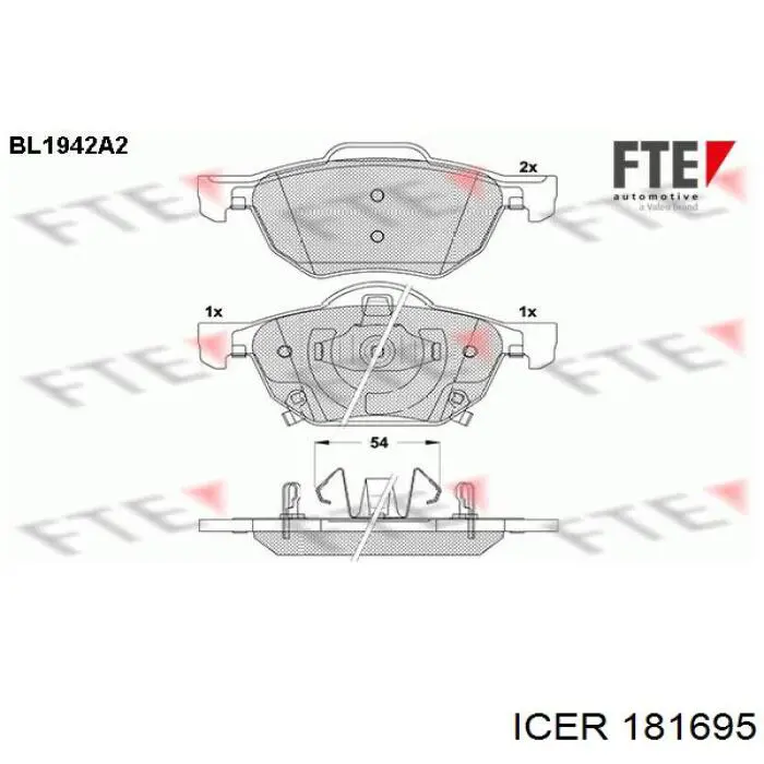 Pastillas de freno delanteras 181695 Icer