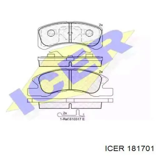 181701 Icer колодки тормозные передние дисковые