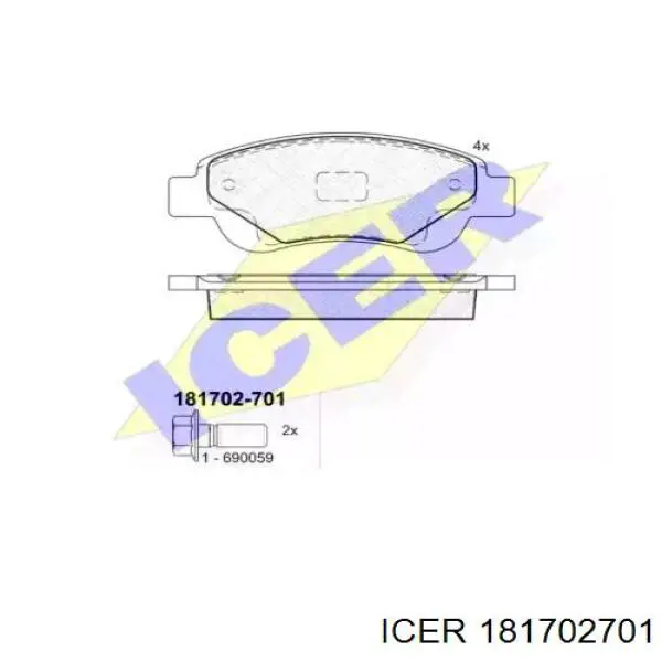 Передние тормозные колодки 181702701 Icer