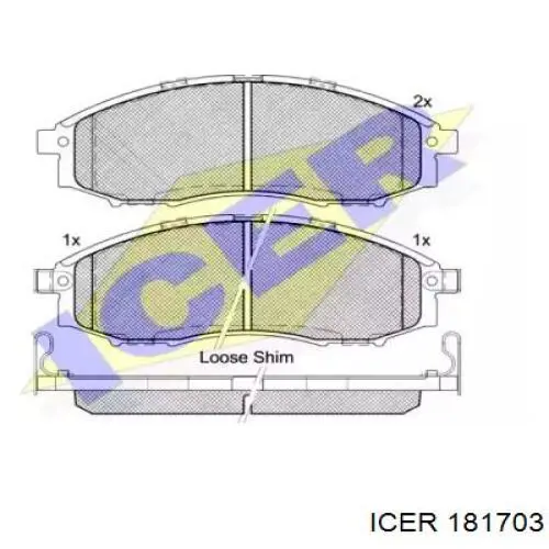 Передние тормозные колодки 181703 Icer