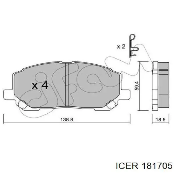 Передние тормозные колодки 181705 Icer