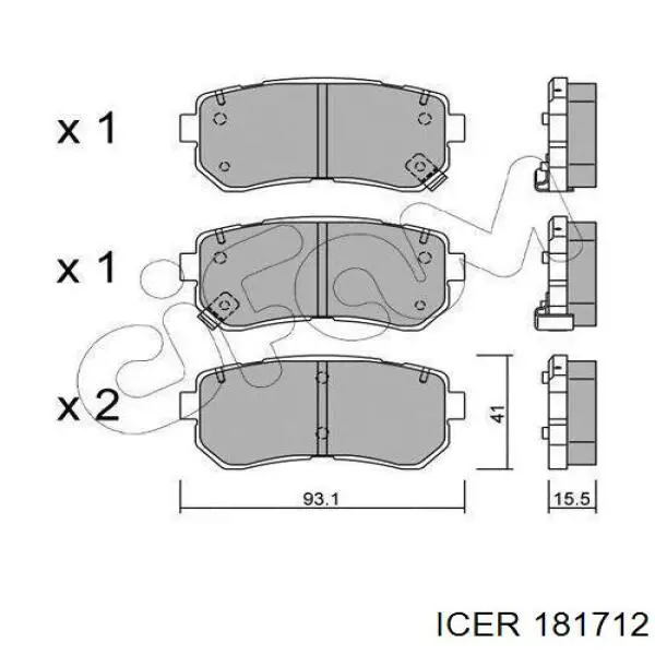 Задние тормозные колодки 181712 Icer