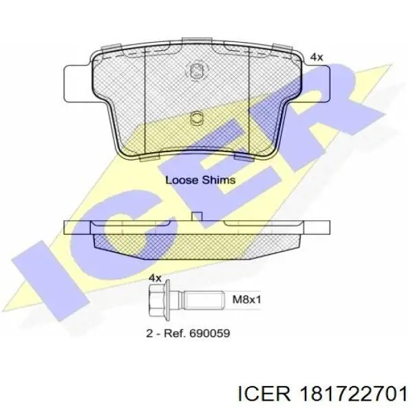 Задние тормозные колодки 181722701 Icer