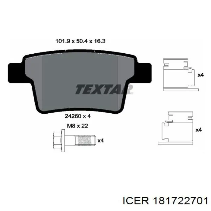 Задние дисковые колодки Icer 181722701