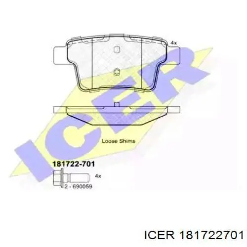 181722-701 Icer колодки тормозные задние дисковые