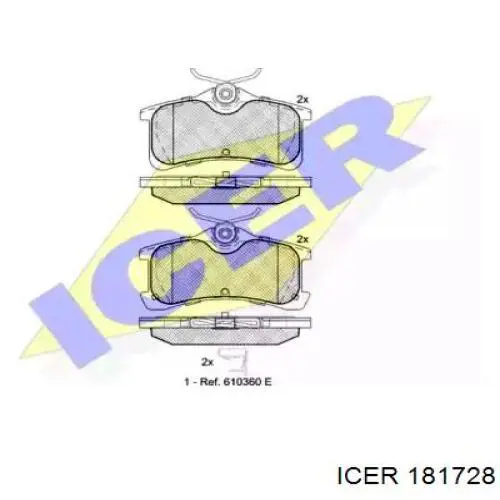 181728 Icer колодки тормозные задние дисковые