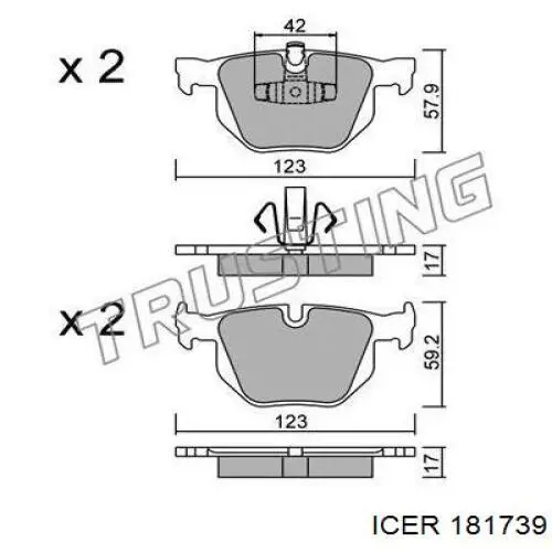 Купить 181739 Icer Колодки тормозные задние, дисковые