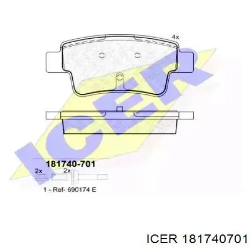 Задние тормозные колодки 181740701 Icer